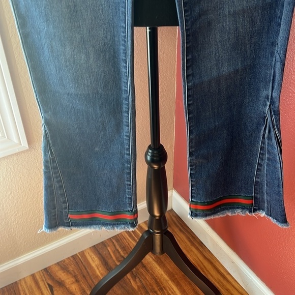 NEW KOKO Insert Flare Jeans with Green Red Trim - Picture 5 of 12